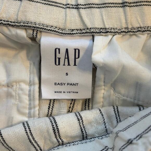 Gap Size S Easy Pants Linen Blend White Black Striped - Picture 3 of 4